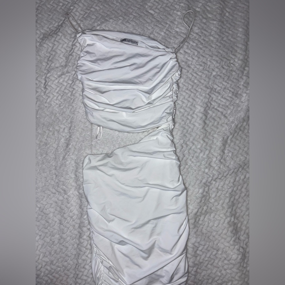 Elegant White Ruched Dress
